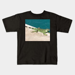 Iguana by the pool Kids T-Shirt